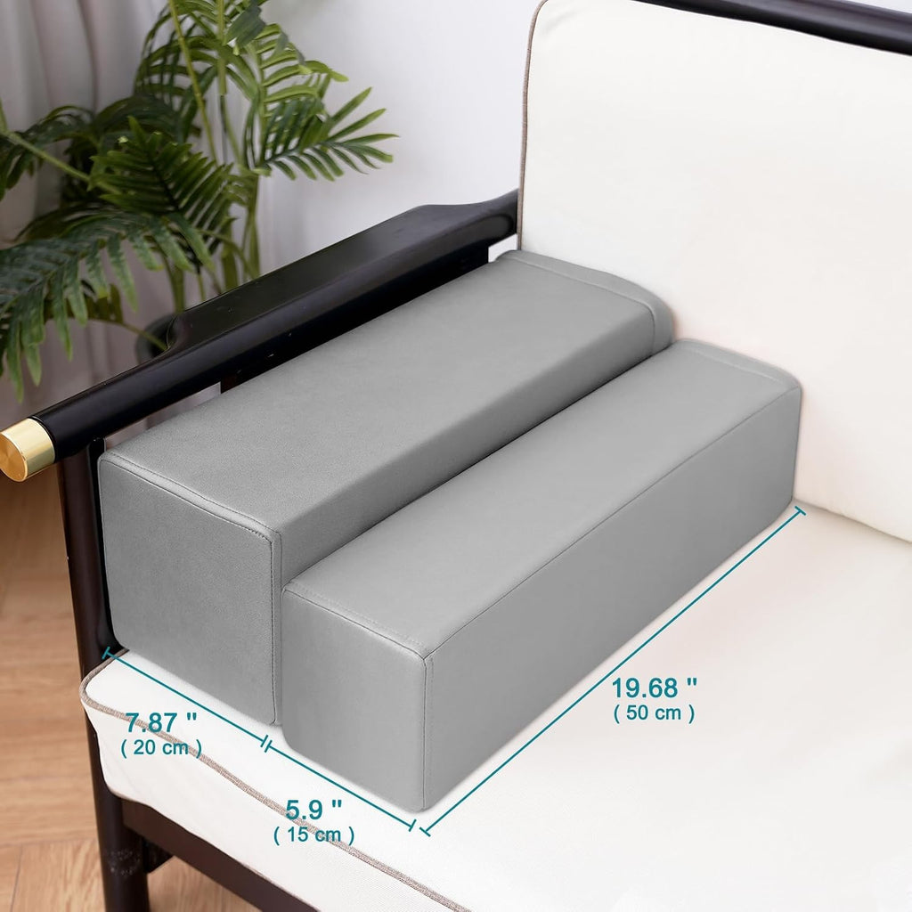 MMuteTouch 2 Pack Couch Arm Rest Pillow, 8''x8''x20'' Faux Leather Waterproof Cover, High Density Foam Armrest Cushion, Removable & Washabl…