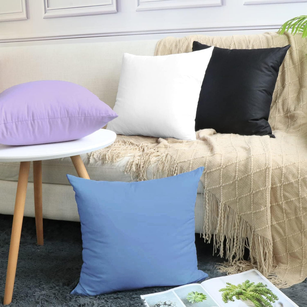Thmyo 4-Pack 100% Cotton Comfortable Solid Decorative Throw Pillow Case, Thmyo Square Cushion Cover Pillowcase Sublimation Blank Pillow Cove…