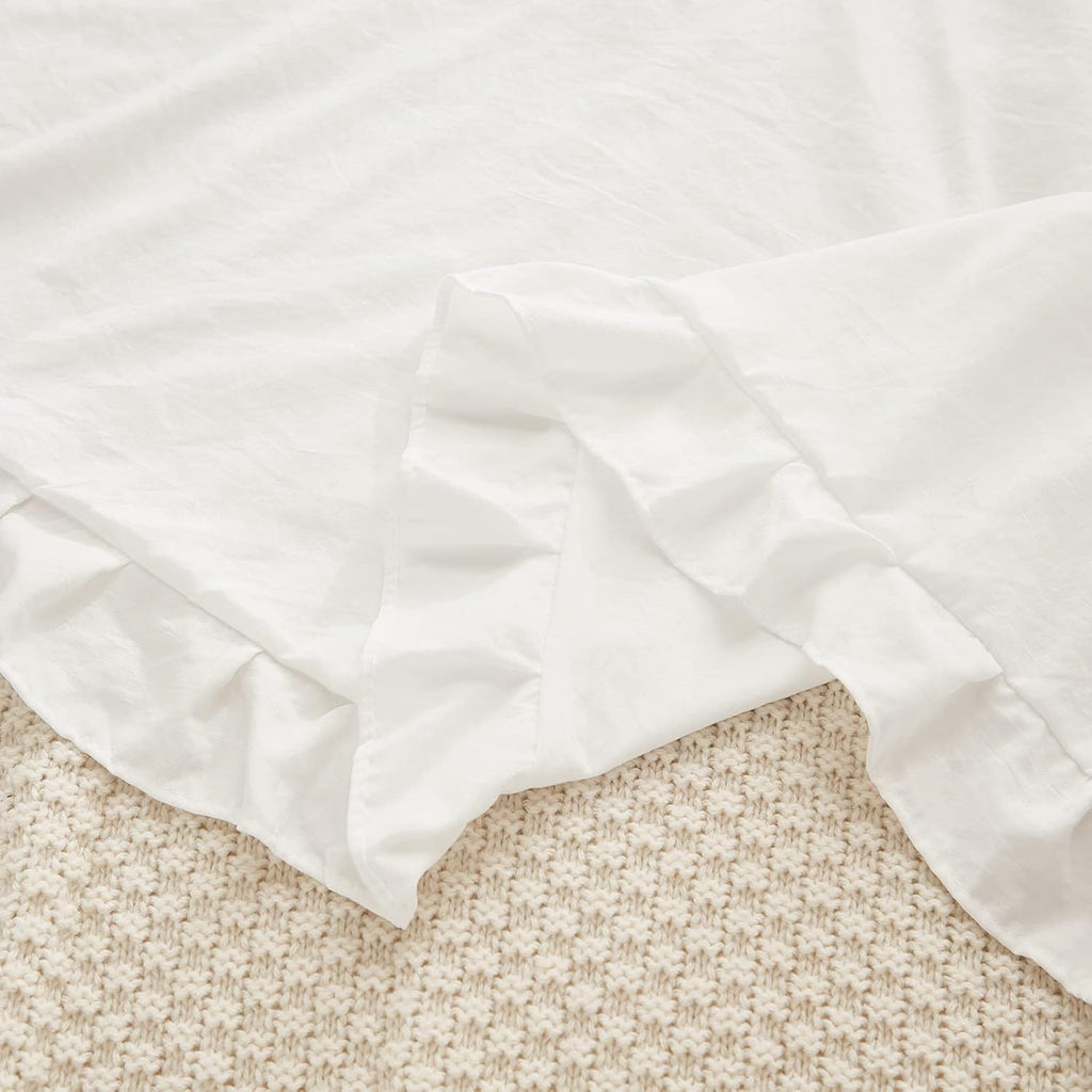 Merryword Boho White Body Pillowcase 20x54in - Ruffled Fringe Decor Sham White