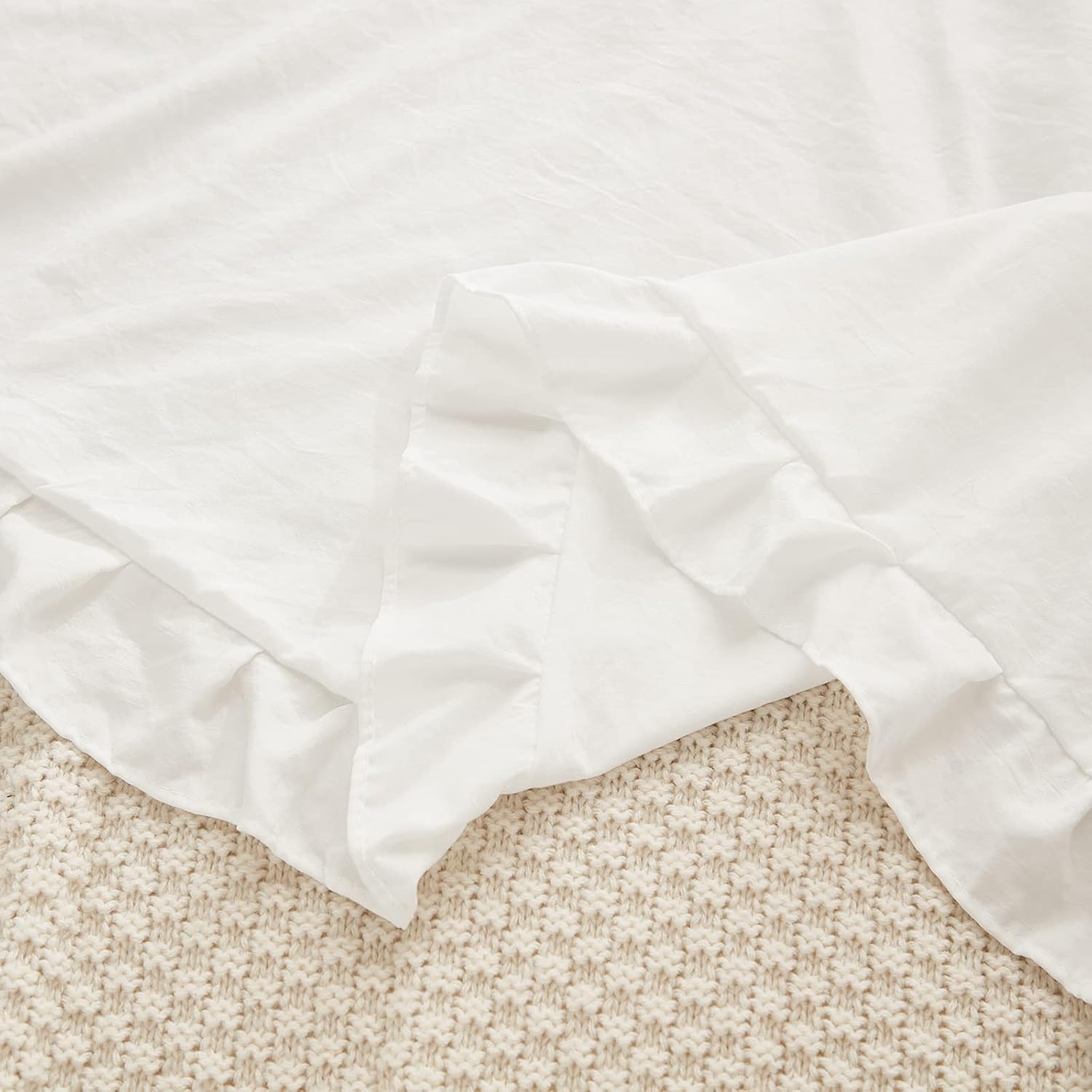 Merryword Boho White Body Pillowcase 20x54in - Ruffled Fringe Decor Sham White