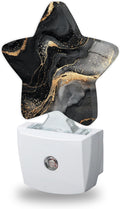 Black Gold Marble Night Lights Plug Into Wall Decorative, Abstract Marble Nightlight with Dusk Sensor for Bathroom, Kitchen, Entryway, Room…