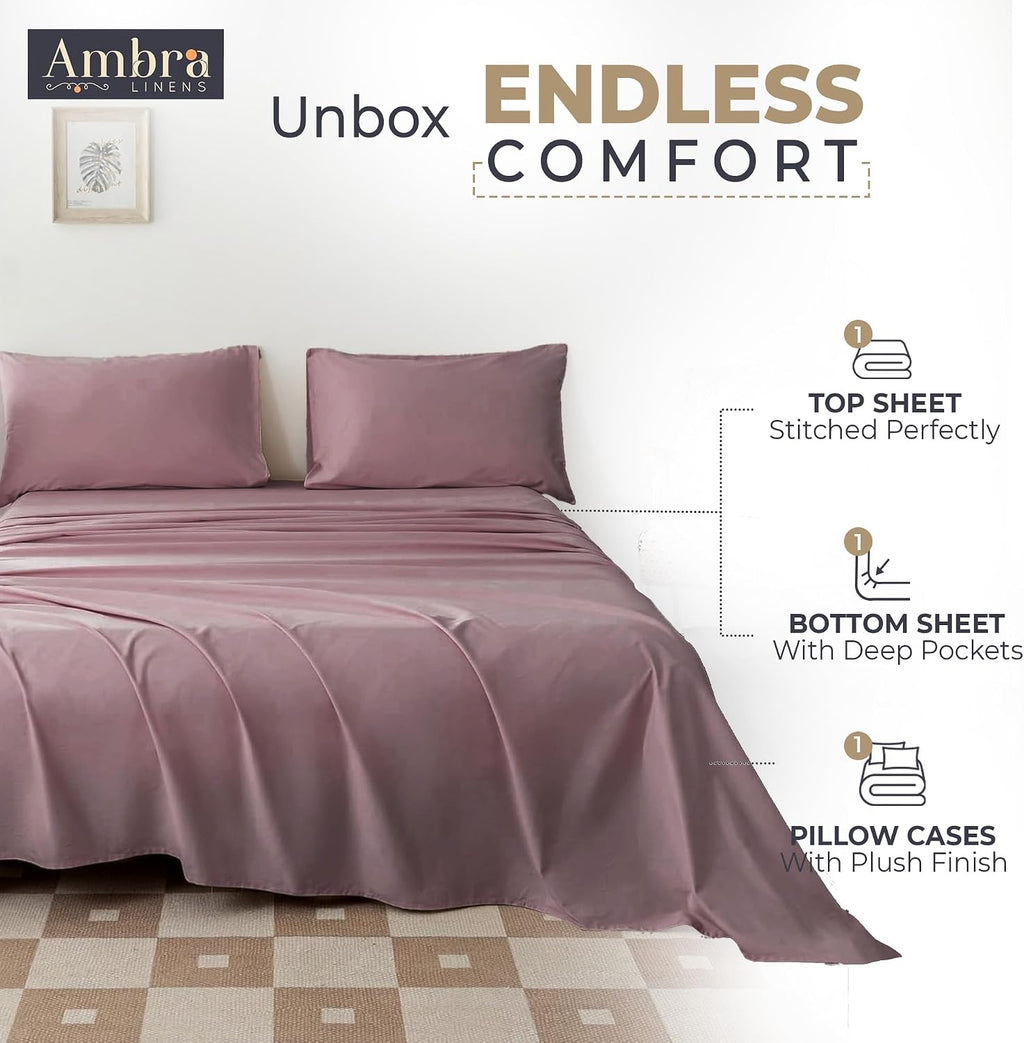 Ambra Linens 100% Organic Cotton Sheets - 3 PC Twin XL Sheet Sets - Soft, Comfy, Breathable & Cooling Bedding Set - Deep Pockets, Easy-Fit,…