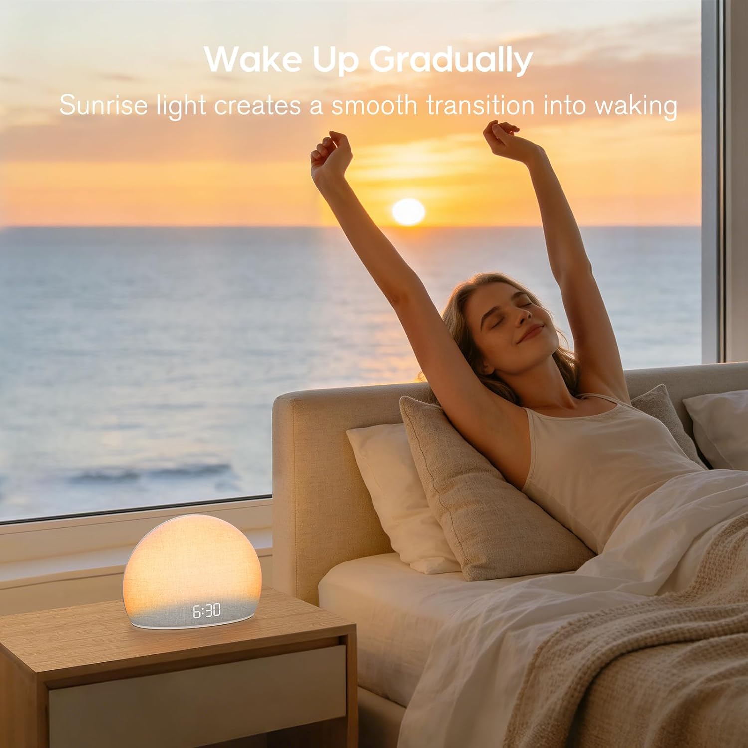 HOUSBAY Sunrise Alarm Clock with White Noise Sound Machine – Wake-Up Light for Bedroom, 5 Gentle Alarm Sounds, 20 Soothing Sleep Sounds…