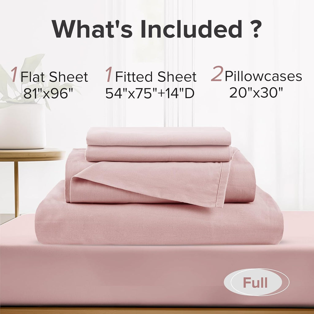 ComfortSpaces Comfort Spaces 100% Cotton Sheets Full, Breathable & Ultra Soft Cotton Sheets, Naturally Cool Cotton Bed Sheets with 14" Elas…