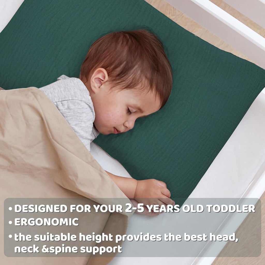 ProGoleem Pro Goleem Toddler Pillow with 100% Muslin Cotton Pillowcase – 13x18 Ultra Soft, Breathable & Machine Washable Kids Pillow for Sl…