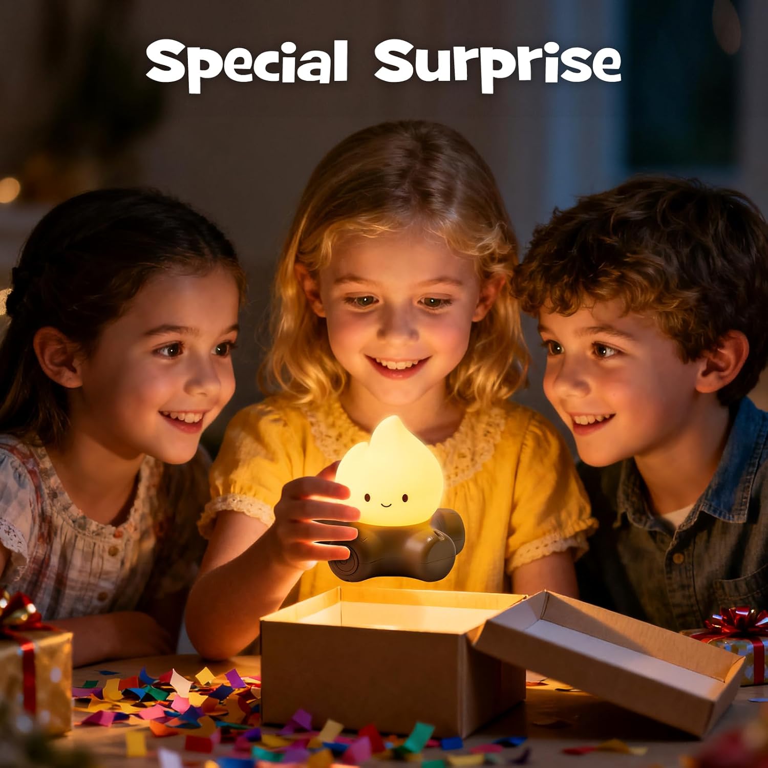 Campfire Night Light with Flickering Mode Dimmable Halloween Campfire Nightlight for Nursery Breastfeeding Cute Silicone Flame Light…