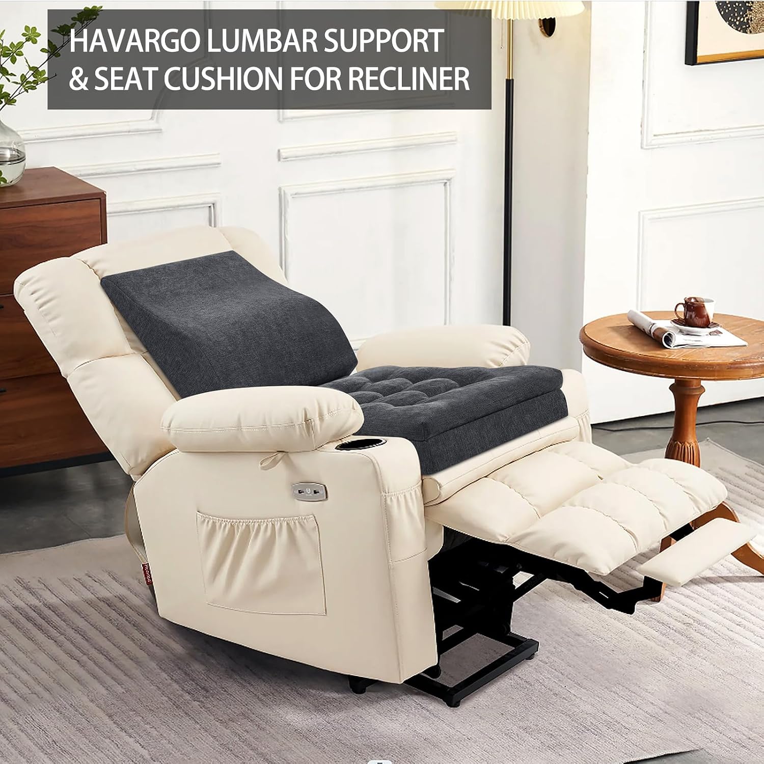 Recliner Cushions for Elderly with Lumbar Support, Patent Design 20x20x4 Inch Thick Chair Cushion Soft Tufted Dual Layer Booster Seat…