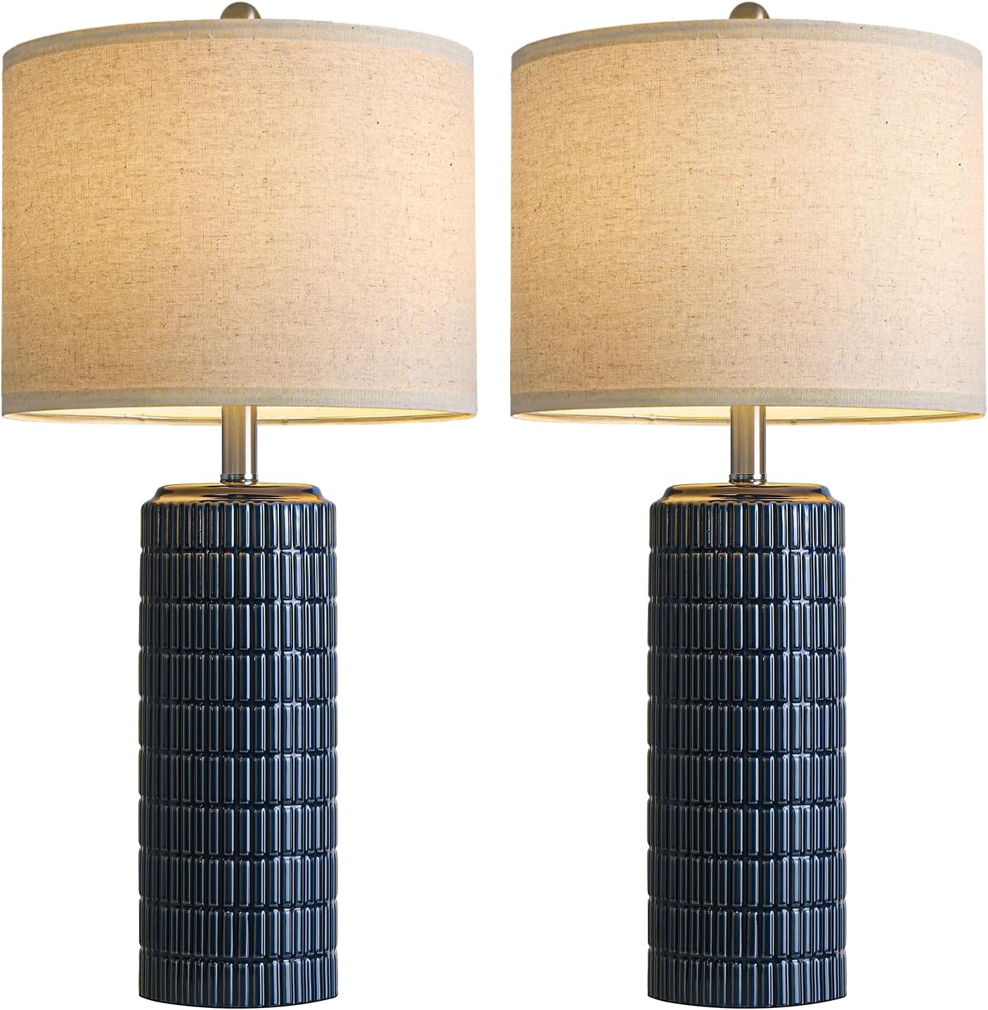 PoKat 27.5'' Tall Table Lamps for Living Room Set of 2, Ceramic Bedroom Lamps for Night Stands, Modern Bedside Lamps for Bedroom Living…