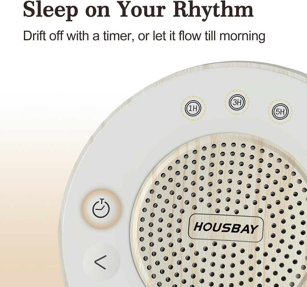 Housbay White Noise Sound Machine for Sleeping, 35 Soothing Sounds, Small Sleep Machine for Adults, Wood Grain Design for Bedroom & Noise…
