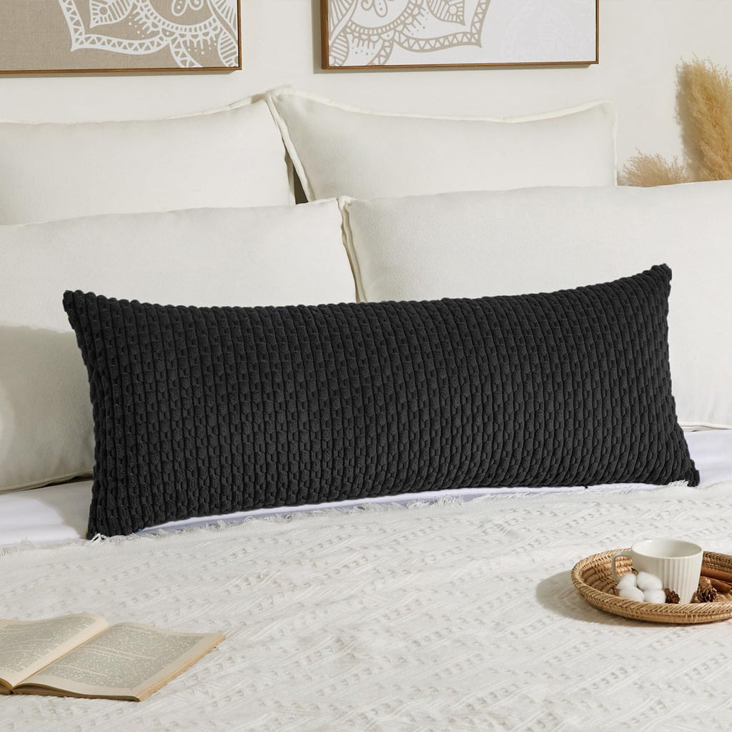 KevinTextile Kevin Textile 20x54 Inch Long Body Lumbar 1 Pack Boho Decorative Throw Pillow Cover Soft Striped Corduroy Rectangle Cushion Ca…