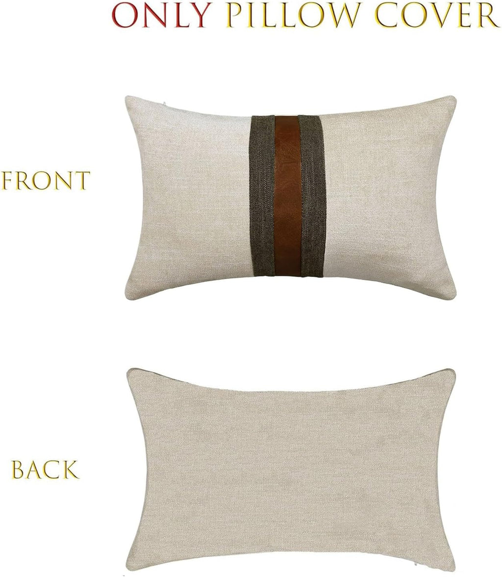 Farmhouse Decorative Outdoor Throw Pillow Covers for Couch Sofa Bed Brown Faux Leather Accent Pillow Cover Modern Decor Pillow Case 16 x…