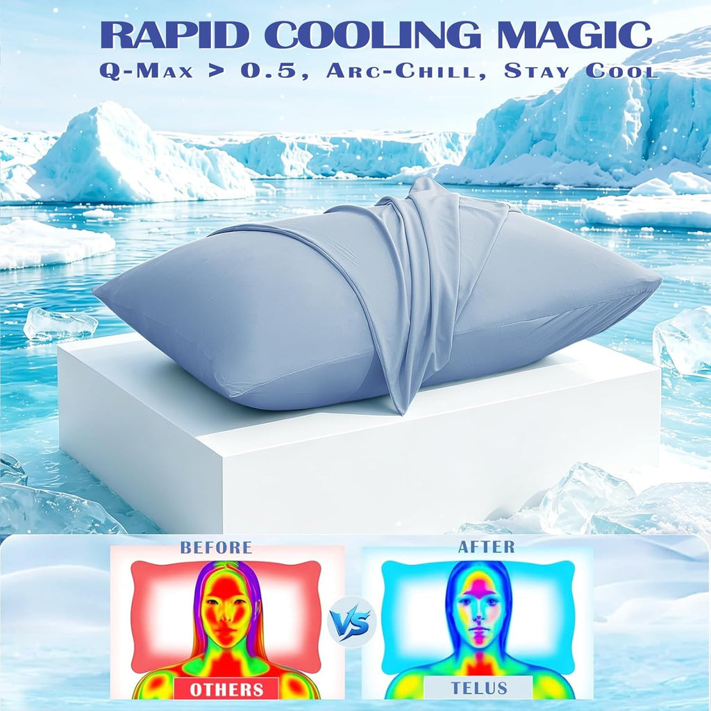 TELUS Cooling Body Pillow Case, Silky Soft Breathable Pillowcase with Envelope Close, Stay Cool All Night Pillow Cover for Hot Sleepers…