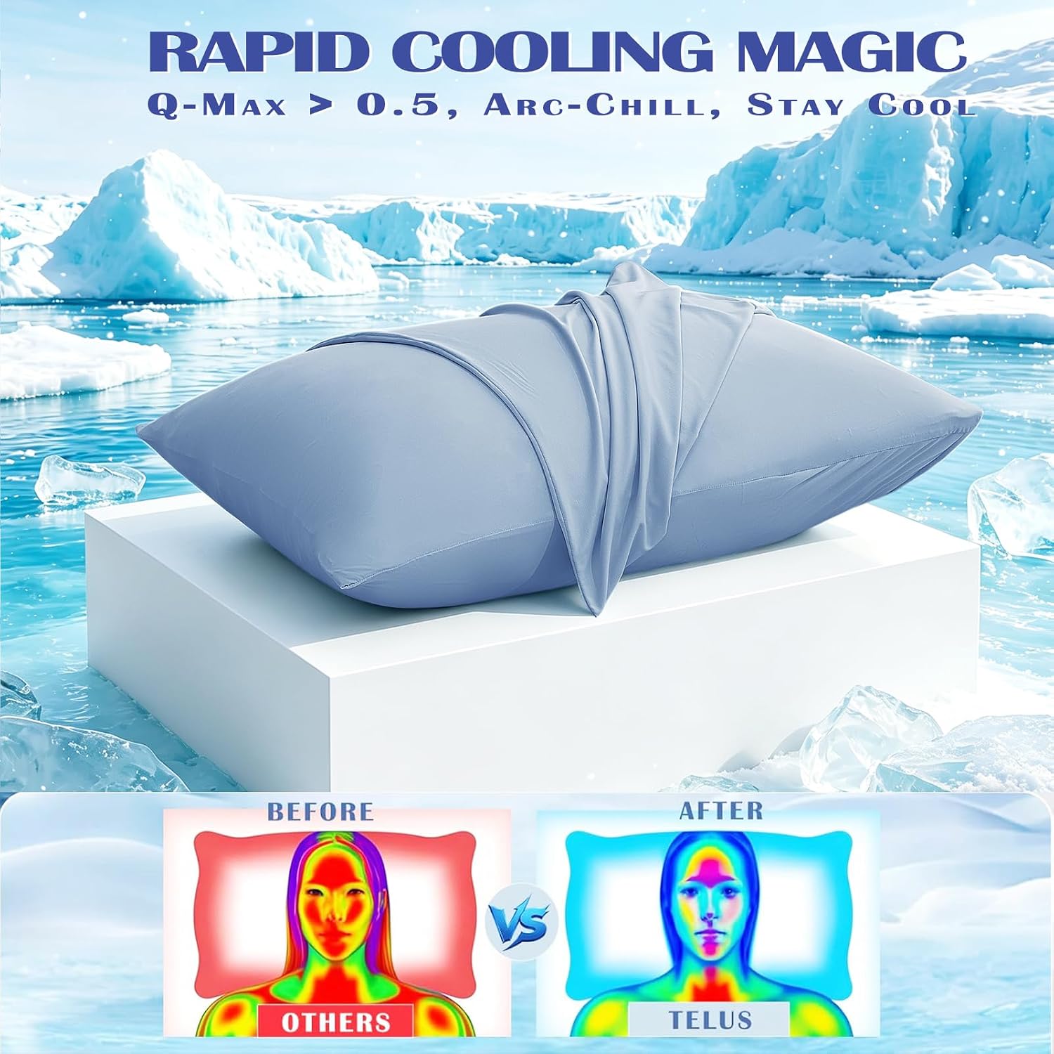 TELUS Cooling Pillowcases Standard Size 2-Pack, Silky Soft Breathable Pillow Case with Envelope Close, Stay Cool Pillow Cover for Hot…