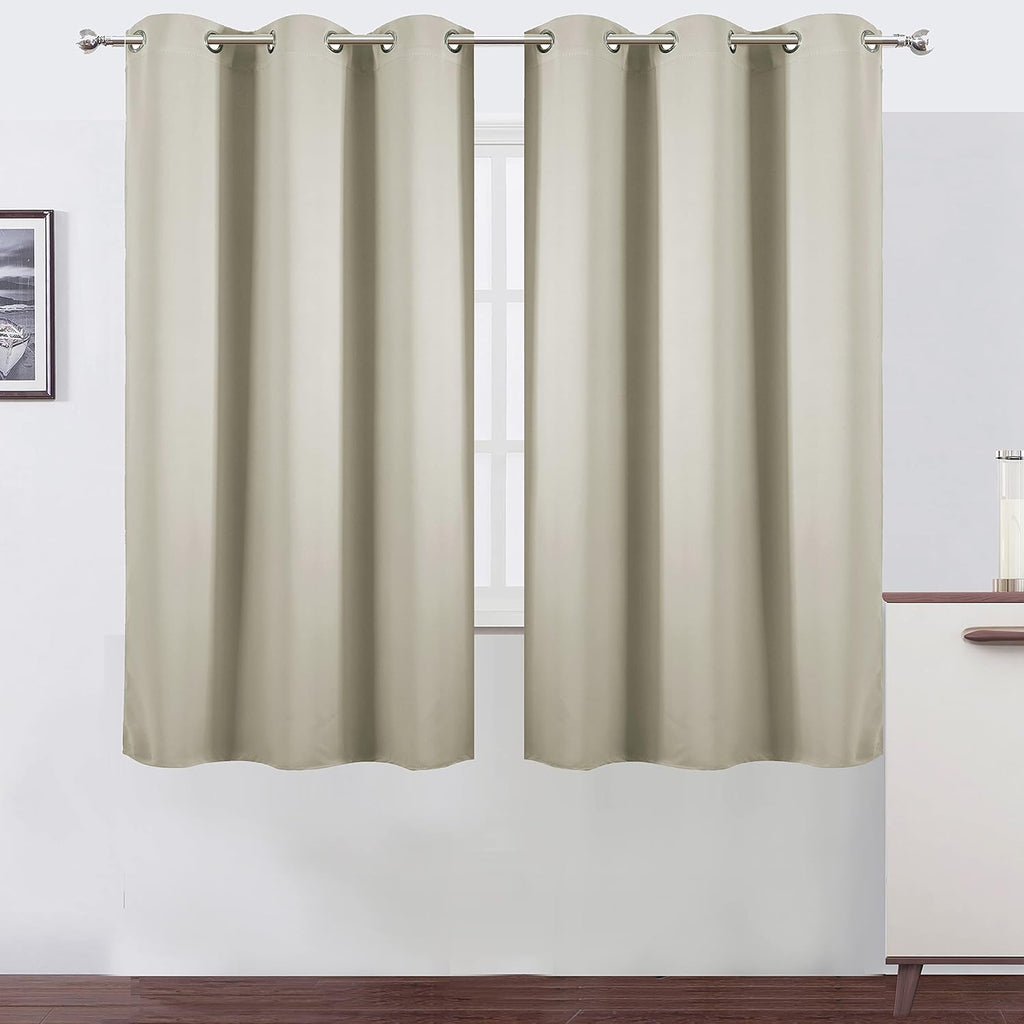 Lemomo Light Beige Thermal Blackout Curtains/38 x 63 Inch/Set of 2 Panels Room Darkening Curtains for Bedroom 63 Inch silver