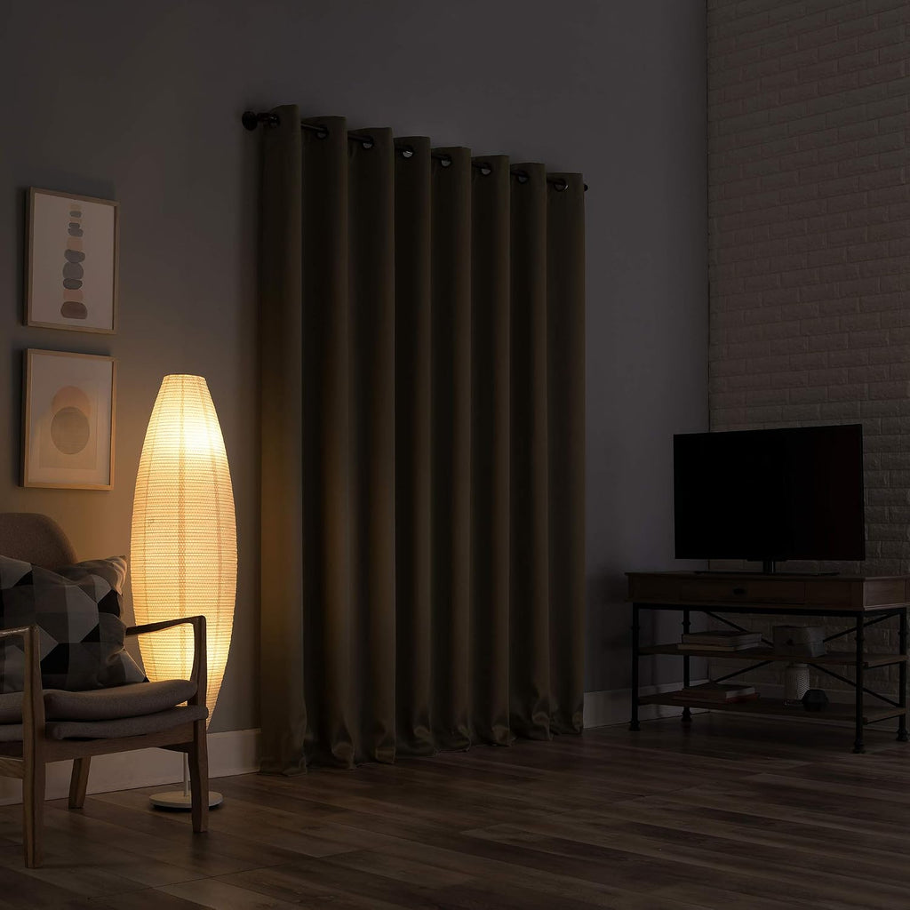 Sun Zero Nordic 2-pack Theater Grade Extreme 100% Blackout Grommet Curtain Panel Pair, 52" x 108", Olive