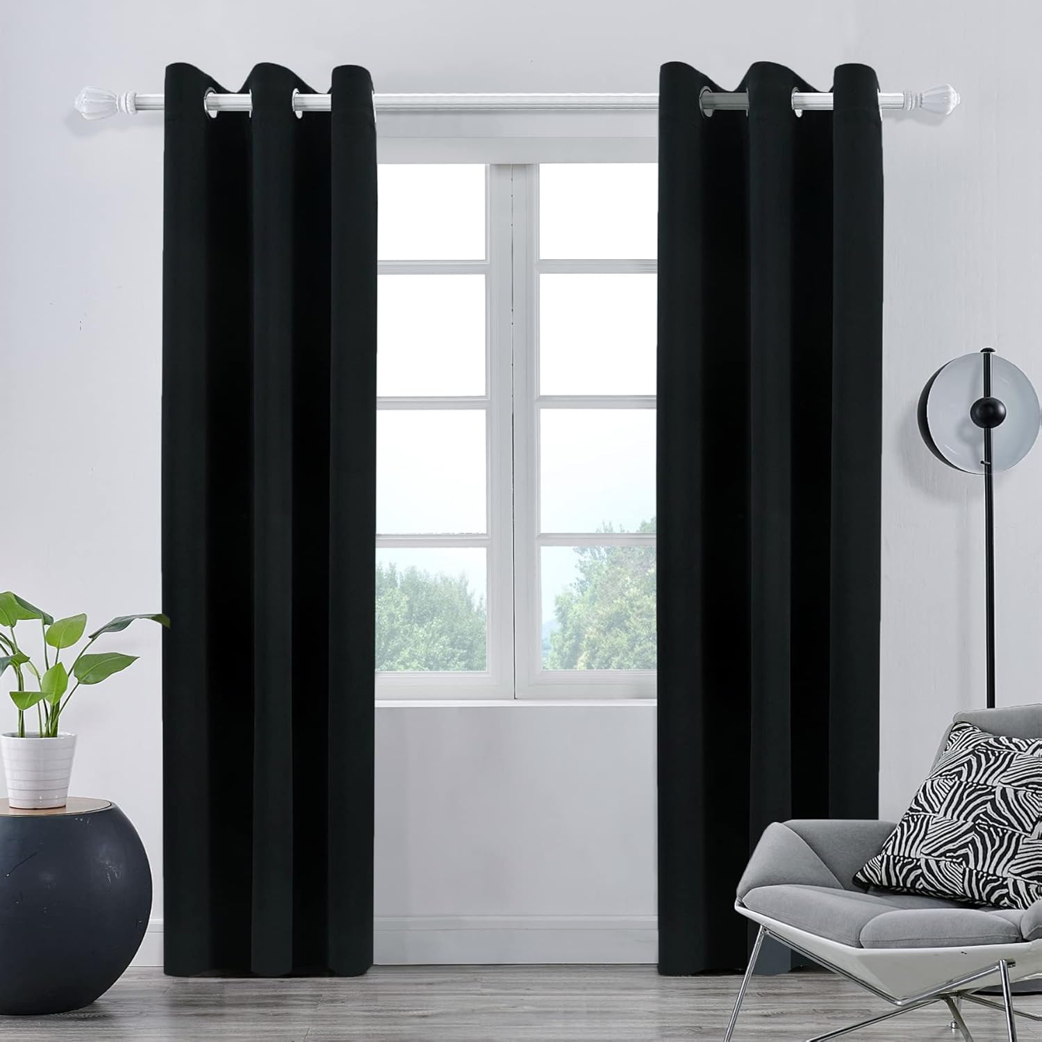 Pickluc Grommet Blackout Curtain for Bedroom, Light Blocking Drapes, Thermal Insulated, Noise Reduction, 42 Inches Wide x 84 Inches Long, B…