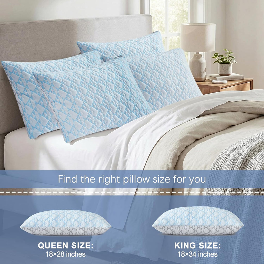 Yawnhug Cooling Shredded Memory Foam Pillows: Adjustable Bed Pillows for Sleeping, King Size Set of 2, Customizable Loft & Firm Supp…