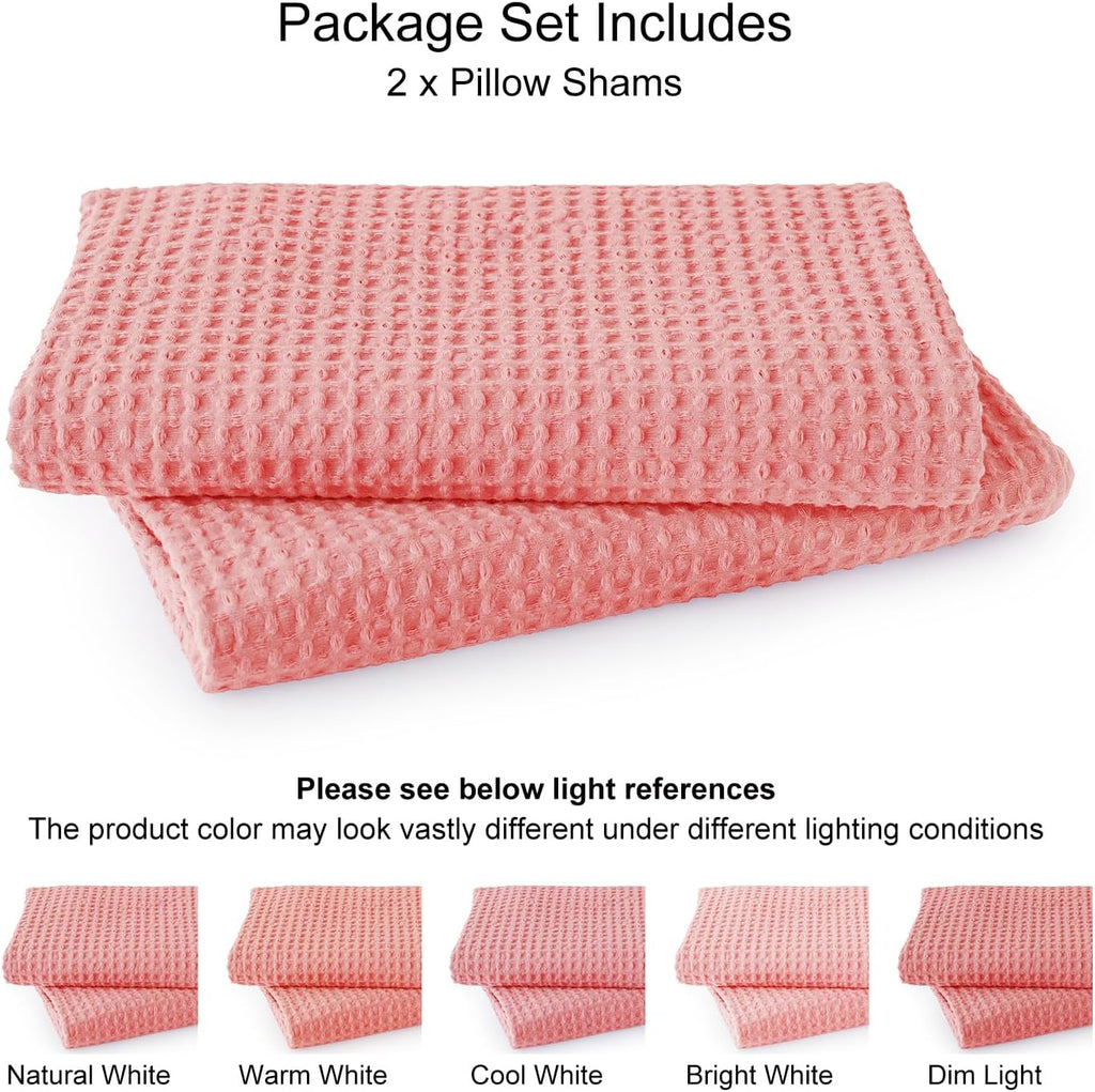 Phf 100% Cotton Waffle Weave Euro Shams 26" x 26", No Filling, 2 Pack Elegant Home Decorative Euro Throw Pillow Covers for Bed Couch Sofa,…