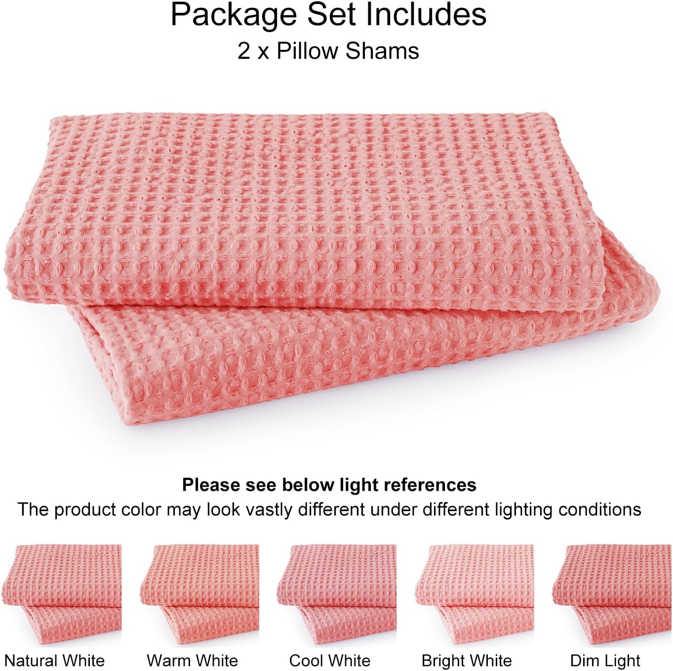 Phf 100% Cotton Waffle Weave Euro Shams 26" x 26", No Filling, 2 Pack Elegant Home Decorative Euro Throw Pillow Covers for Bed Couch Sofa,…