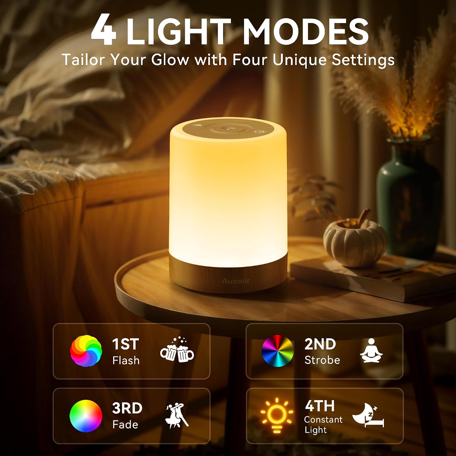 Auxmir Nursery Night Light for Baby, Rechargeable Touch Lamp for Breastfeeding & Diaper Changes, 256 RGB Colors 5 Brightness Levels, Timer,…