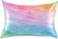 Blueangle Rainbow Colors Satin Pillowcase for Hair and Skin Silk Pillowcase, Standard Size(20x26 inches) - Satin Pillow Covers with…