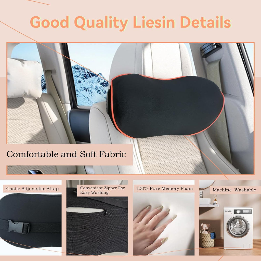 SPRFUFLY Really Comfy Car Headrest Pillow, Car Pillow for Driving with Adjustable Strap, Space Memory Foam Neck Pillow, Breathable…