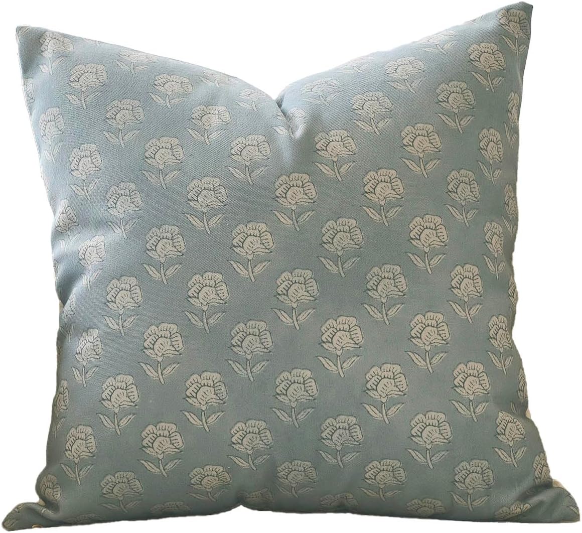 Domvitus Floral Pillow Covers 24x24 Throw Pillow Covers Decorative Block Floral Print Vintage Pillow Cover for Living Room Couch Bed, Light…