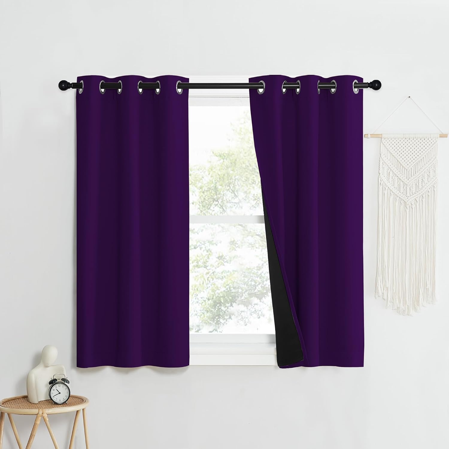 Nicetown 100% Blackout Curtains with Black Liner Backing, Thermal Insulated Curtains for Living Room, Noise Reducing Drapes, Royal Purple,…
