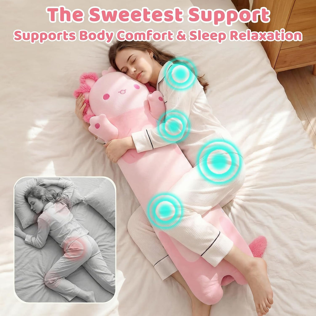 Mewaii Long Axolotl Plush 5 Sizes, 120% Extra Filling Giant Plushness Kids Body Pillow, Kawaii Cute Pink Axolotl Stuffed Animals…