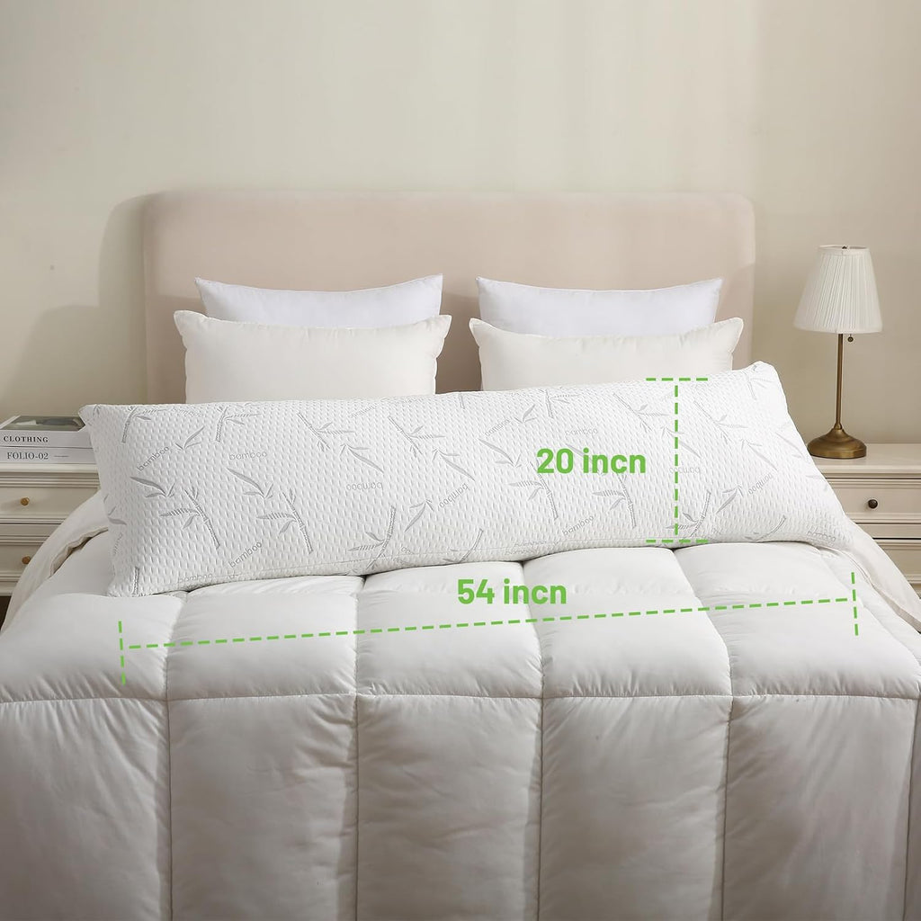 Primesoft Full Body Pillow with Removable Pillowcase for Adults,(Memory Foam Filling)(Long Pillow for Side Sleepers) (Fluffy and…