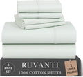 Ruvanti 100% Cotton Percale Sheets Queen Size 6 Piece Set, Cooling Bed Sheets for Hot Sleepers, Deep Pocket 16”, Breathable Lightweight & D…