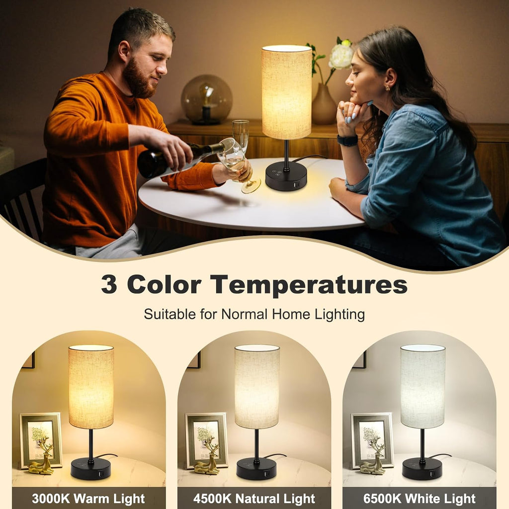Unicozin Table Lamp, 3 CCT 3000K/4500K/6500K & RGB Color Changing, Stepless Dimmable Small Bedside Lamp for Reading, Ambience Nightstand…