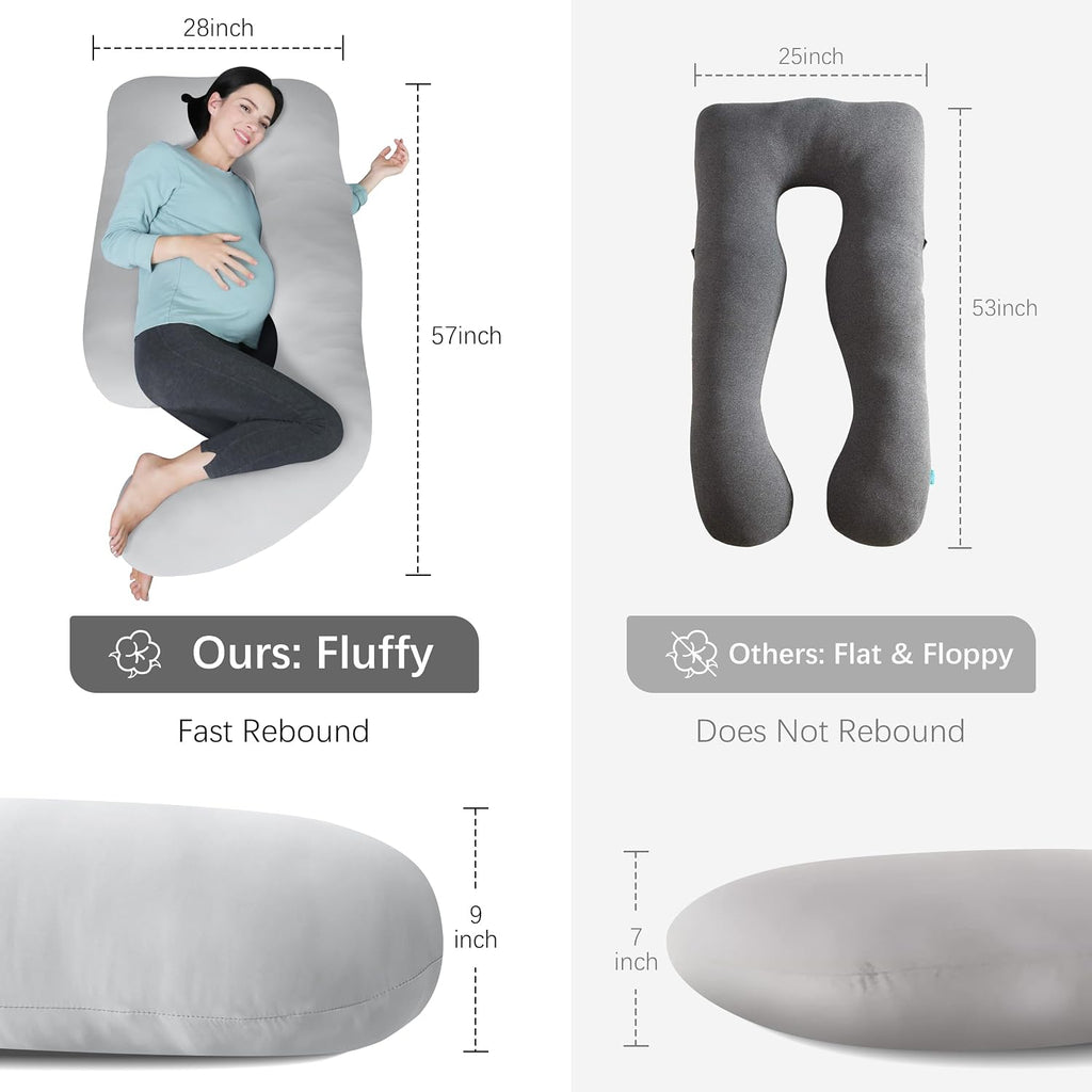 Moonpark MOON PARK Pregnancy Pillows for Sleeping - U Shaped Full Body Maternity Pillow with Removable Cover - Support for Back, Legs, Bell…