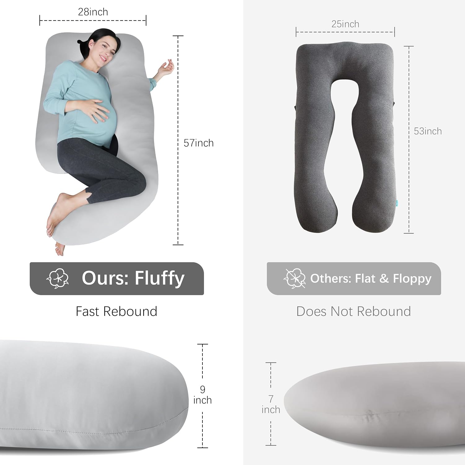 Moonpark MOON PARK Pregnancy Pillows for Sleeping - U Shaped Full Body Maternity Pillow with Removable Cover - Support for Back, Legs, Bell…