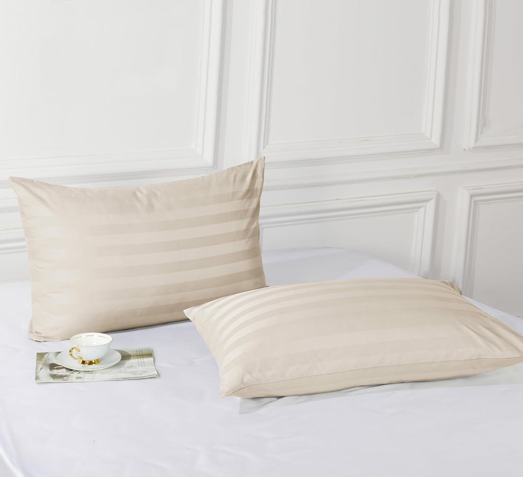ShunjieHome 100% Egyptian Cotton Pillow Protectors Set of 2, 600 Thread Count Standard Size Bed Pillow Cases with Zipper, Sateen Weave Cool…
