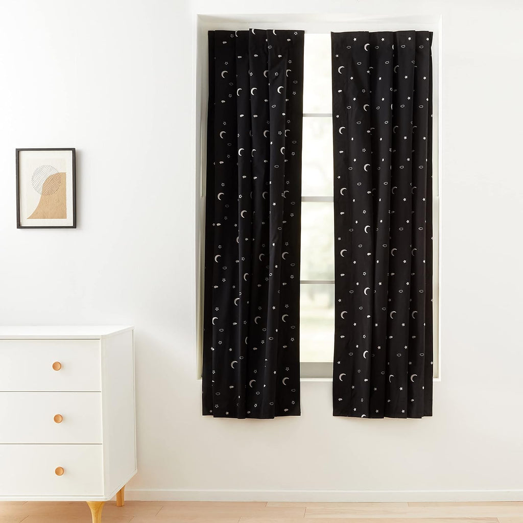 Amazon Basics Portable Blackout Curtain Shade with Suction Cups for Window, Noise Reducing, Energy Saving, 50"W x 78"L, Moon and Stars…