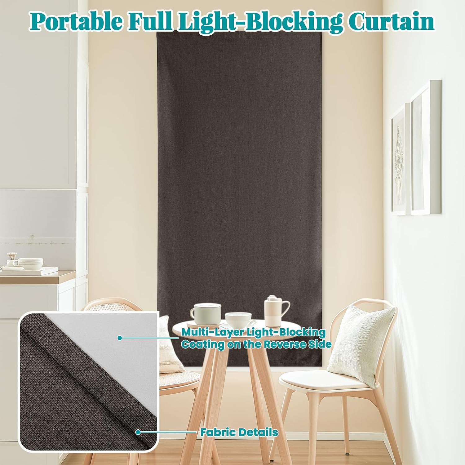 100% Blackout Self Adhesive Curtains Portable Curtain Simple and Easy to install Bedroom Window Thermal Lnsulated Kitchen Room Darkening…