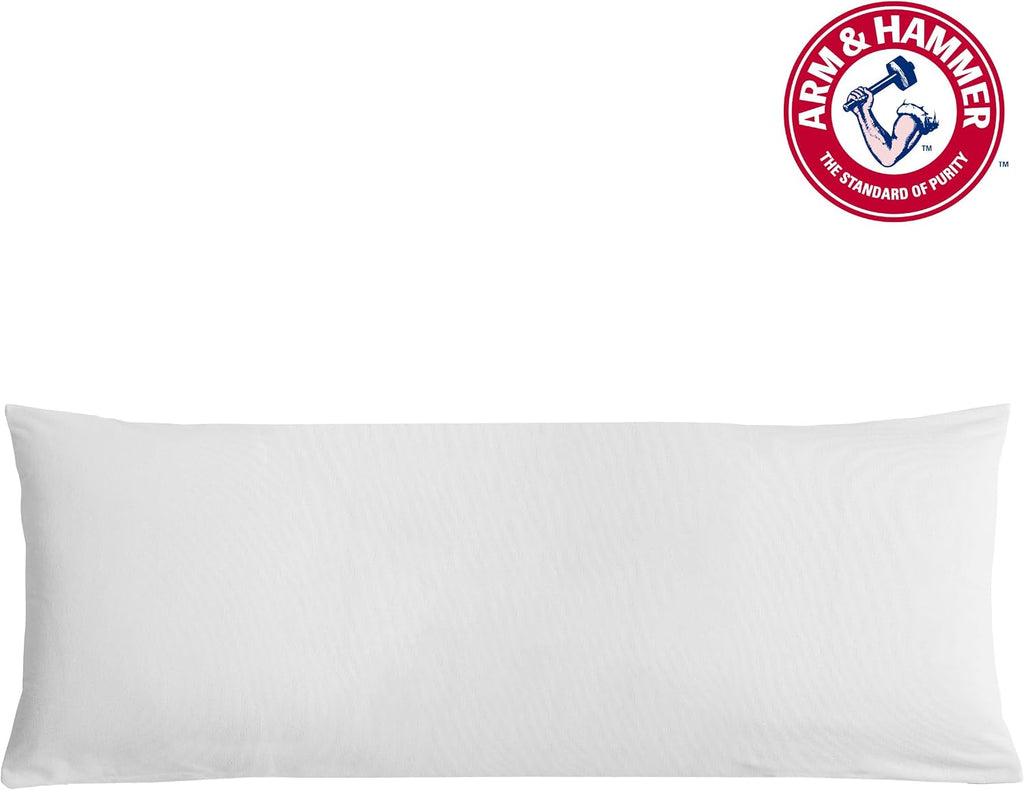 Armhammer Arm & Hammer Soft Terry Pillow Protector, Waterproof, Zipper Closure, 20" x 54", White, Body Pillow White