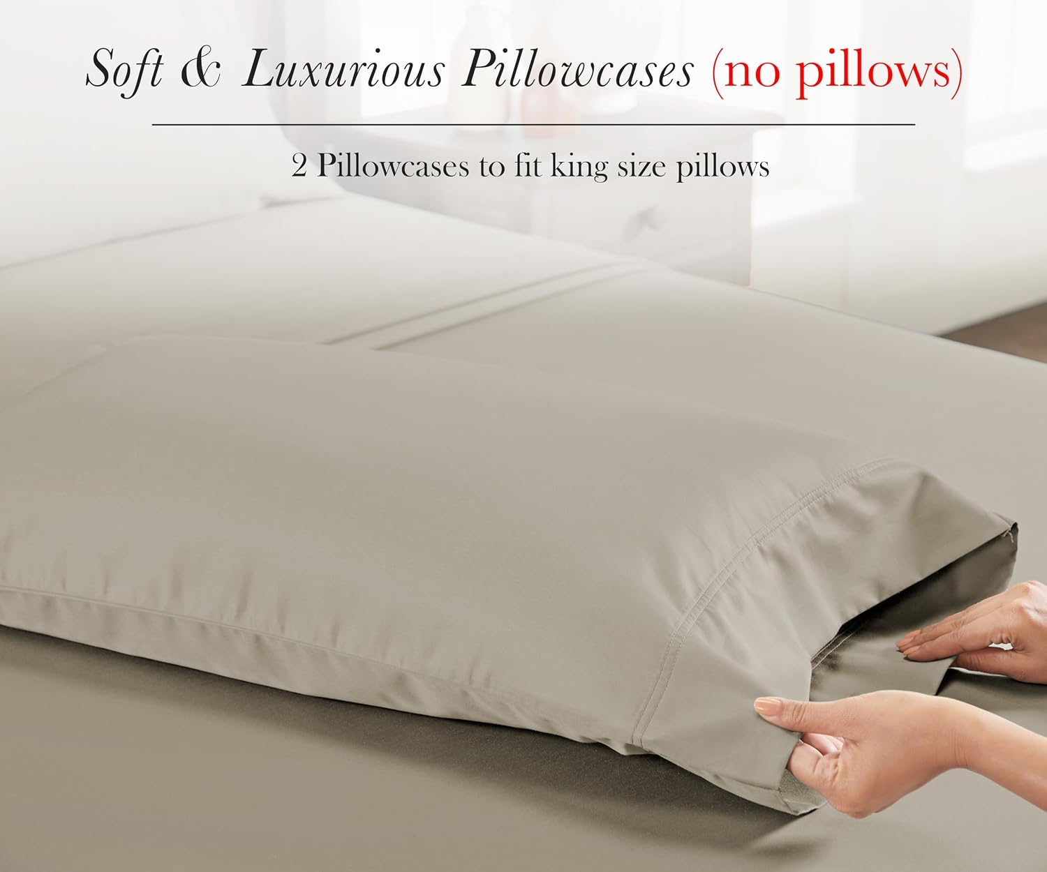 CaliforniaDesignDen California Design Den 100% Egyptian Cotton King Size Pillow Cases Set of 2 - Soft Sateen Weave, Breathable, Fits King S…