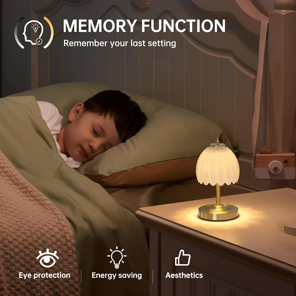 Shenmoyl Tulip Small Table Lamp, 5200mAh Cordless Touch Control Mini Table Lamp with 3 Color Temps & Stepless Dimming, Perfect for Small Sp…
