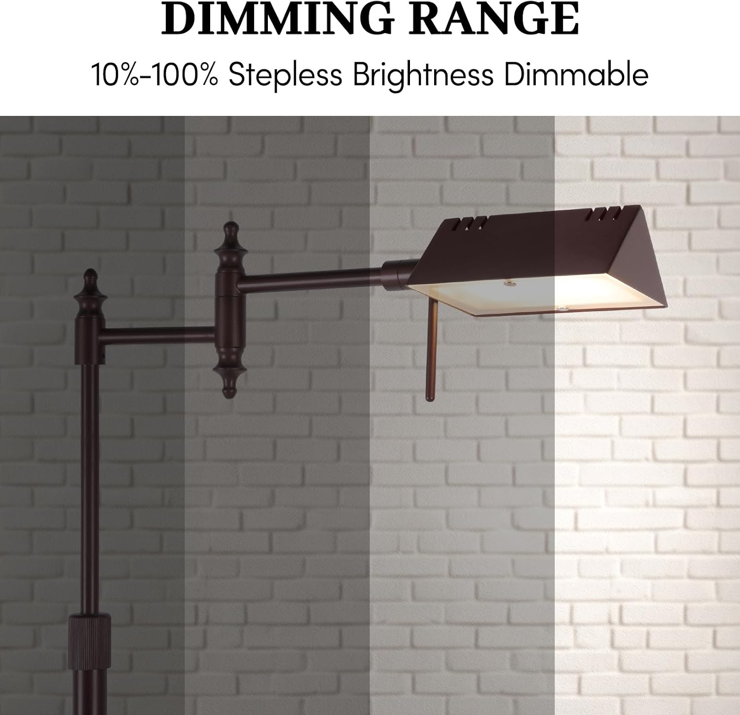 Dimmable Pharmacy Floor Lamp with Remote, 17W LED Reading Floor Lamp with 360°Swing Arm, 3 Color Temperature, Height Adjustable Standing…