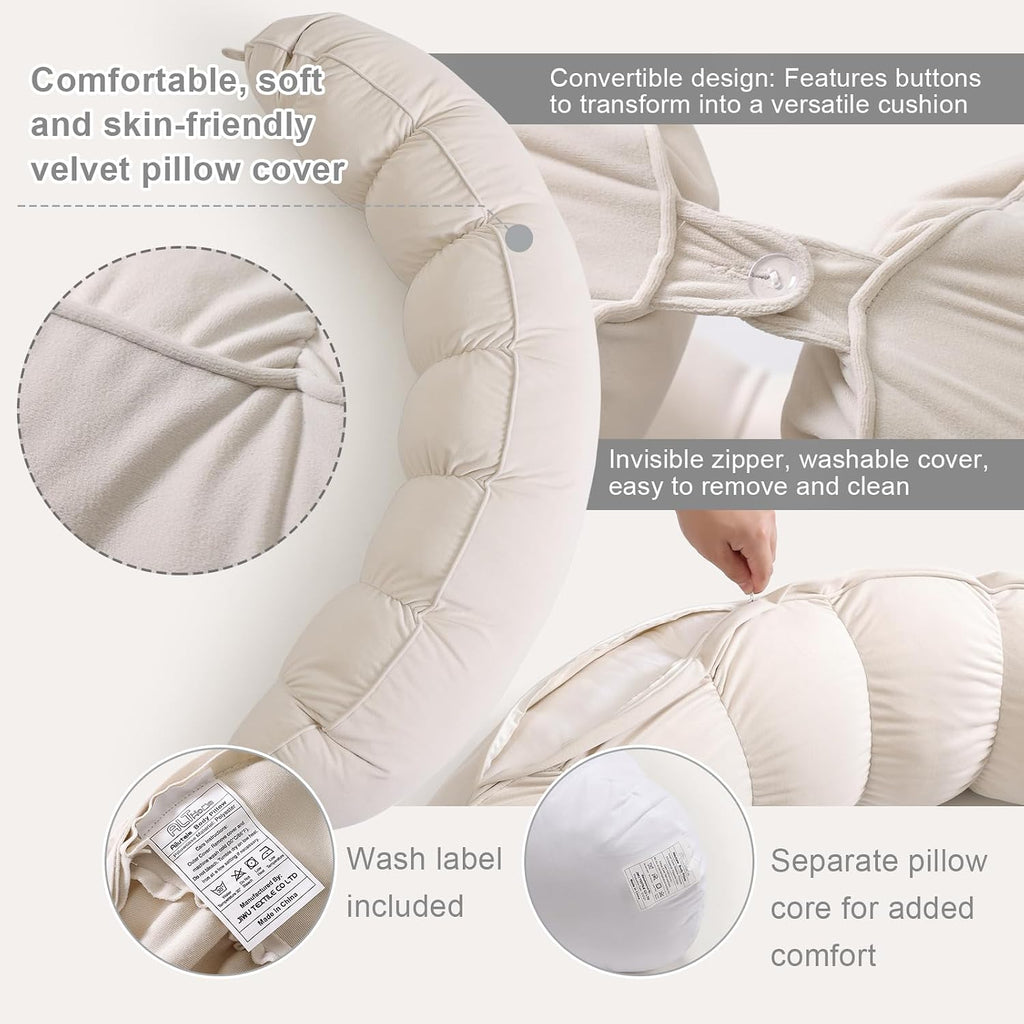 Peallow(Pat. Pend) – Long Round Body Pillow for Adults, Bolster Pillow for Sleeping, Soft and Supportive Pillow for Sleeping & Lumbar…