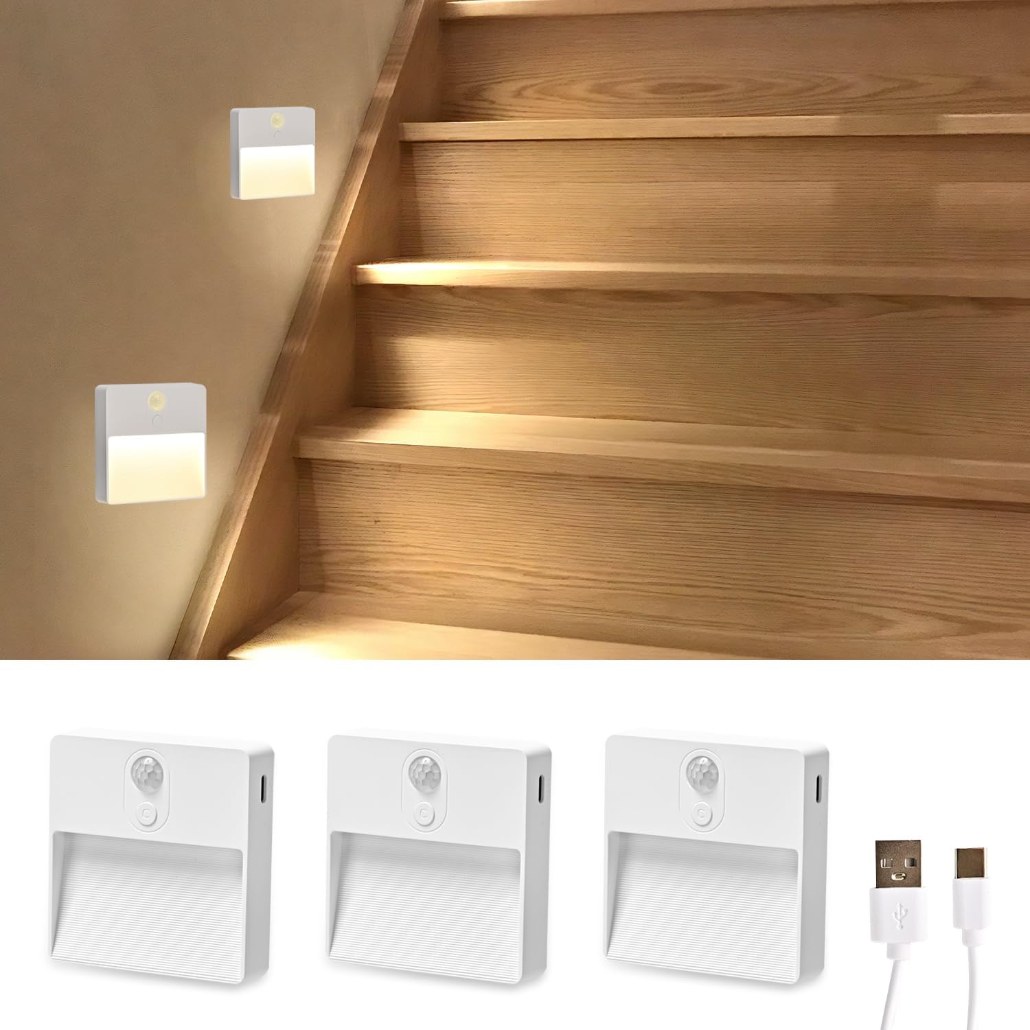 ASAWASA LED Motion Sensor Night Light, 7 Colors Rechargeable Magnetic Decor Wall Lights, Dimmable, Suitable for Bathroom hallways…
