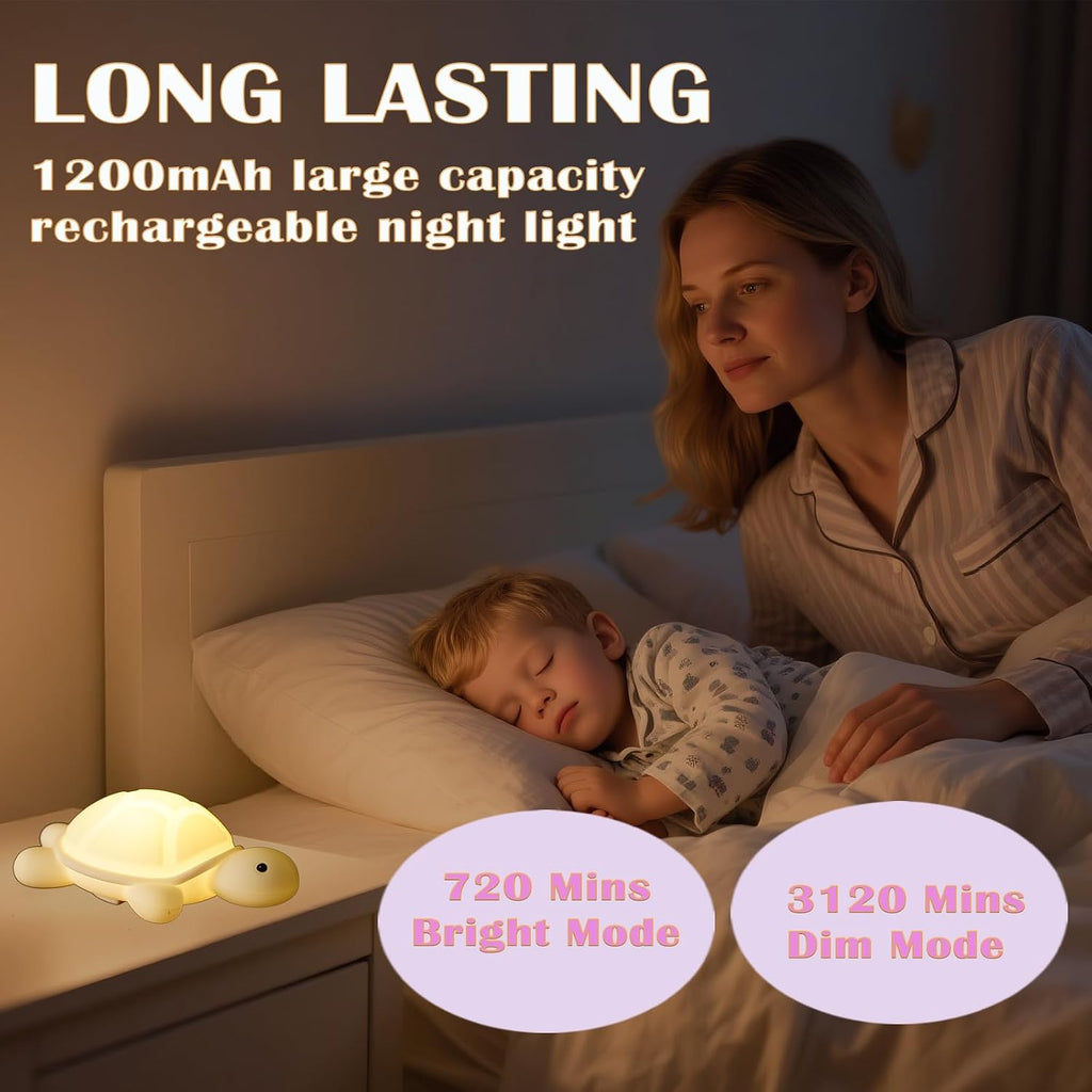 Posshe Turtle Night Light, Sea Turtle Gifts, Cute Soft Silicone Squishy LED Lamp with 7 RGB Colors, Dimmable, Timer, Touch Control, Kids'…