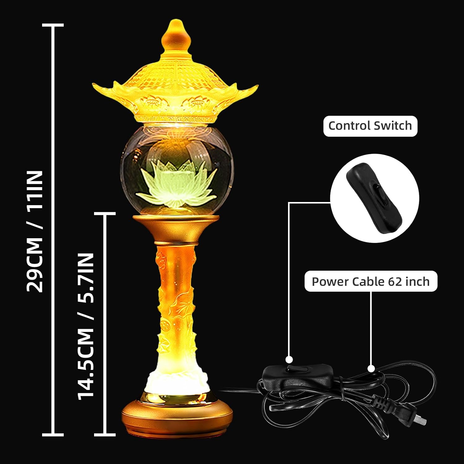 Lotus Lamp for Meditation & Relaxation, LED Color Changing Buddha Light with Touch Control, Adjustable Brightness Mood Light for Yoga…