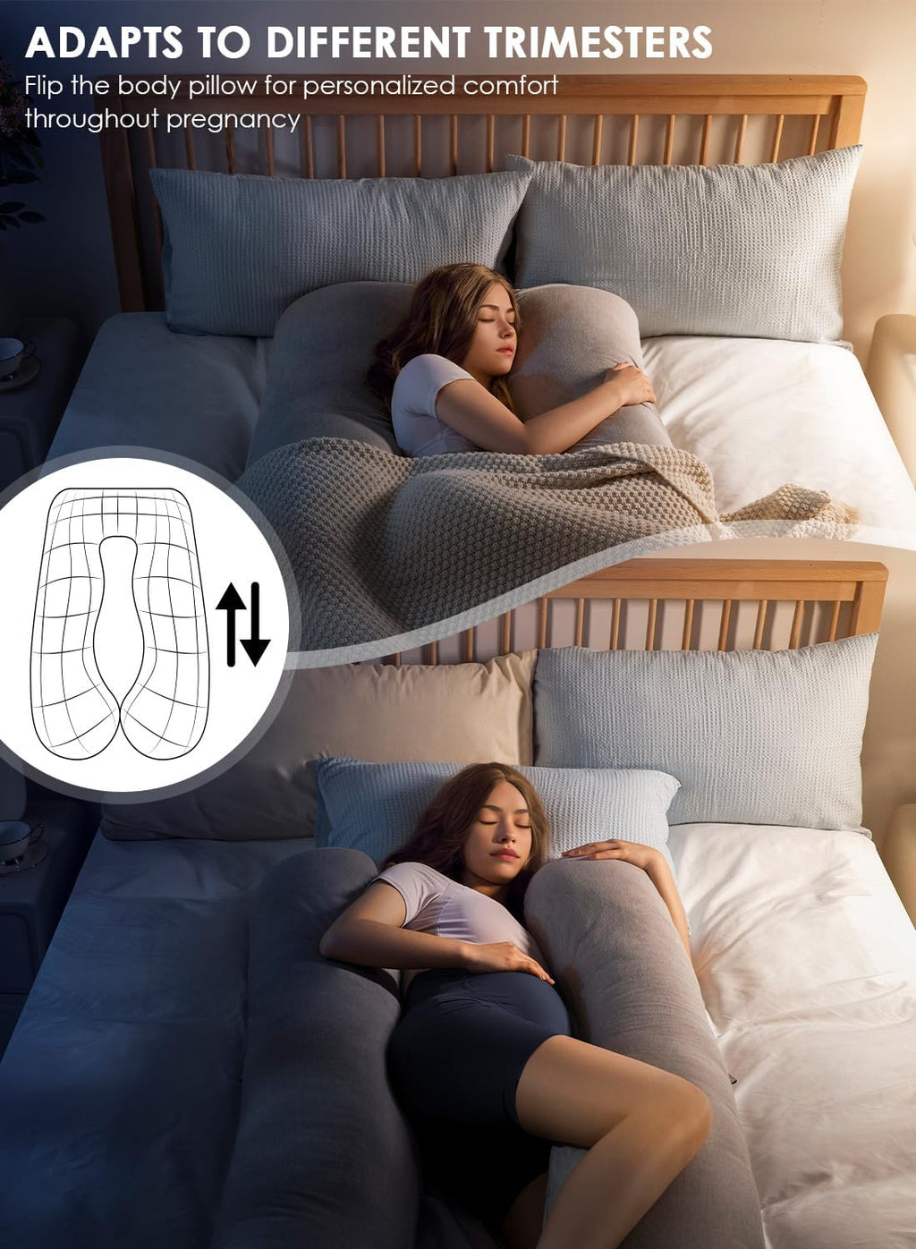 QUEEN ROSE Pregnancy Pillows, Cooling Maternity Pillow for Sleeping, 55in U Shaped Body Pillow for Pregnant Support, with Removable Silky…