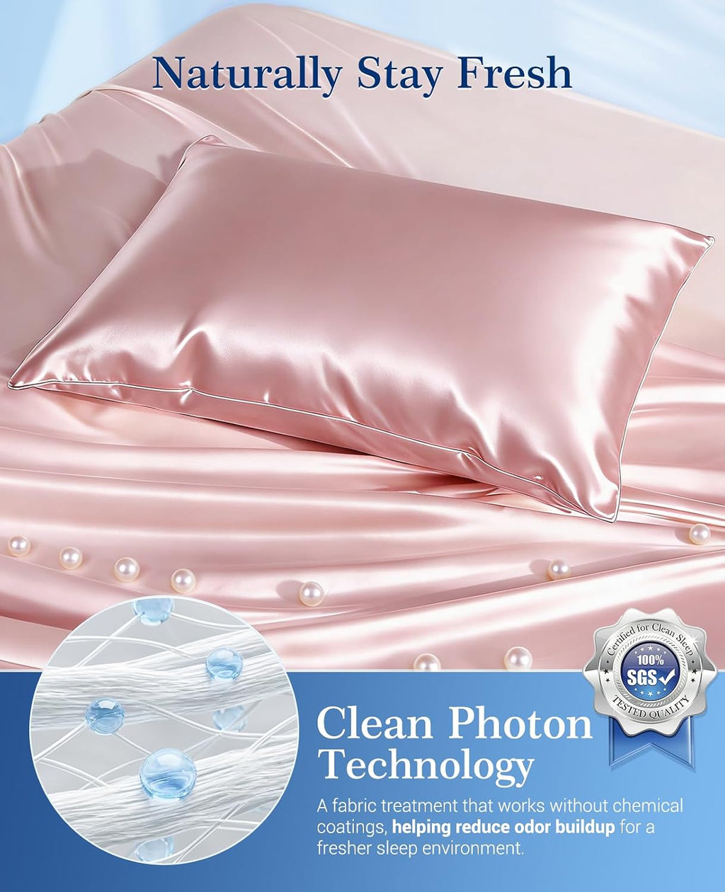Elegear Cooling Pillow Cases Set of 2 for Hot Sleepers, Soft Silky Satin Pillowcase for Hair & Skin, Upgraded Arc-Chill Cooling Satin…