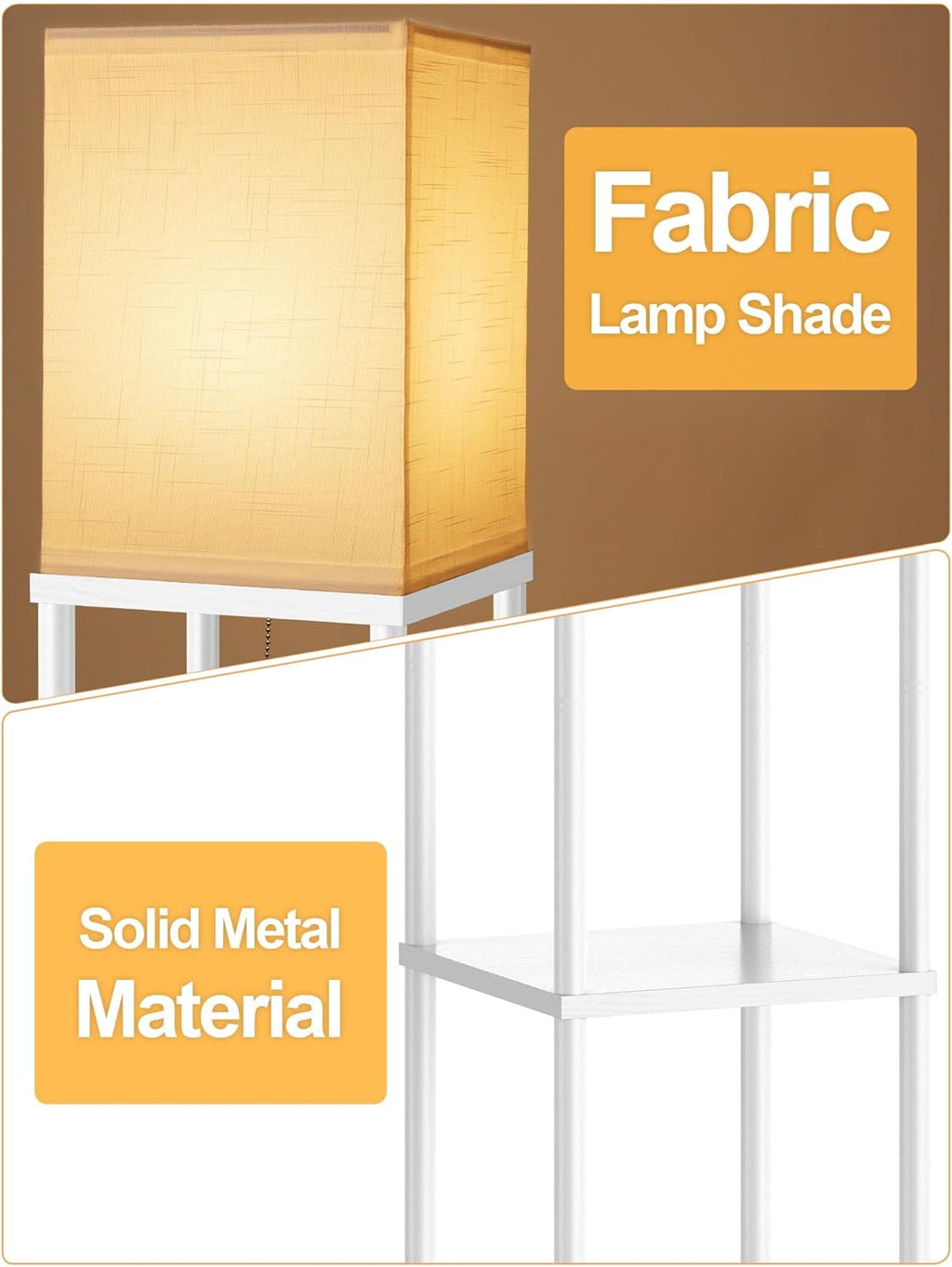 Floor Lamp with Shelves for Living Room 2 Pack, Shelf Floor Lamp with 3 CCT LED Bulb, Corner Display Standing Column Lamp Etagere…