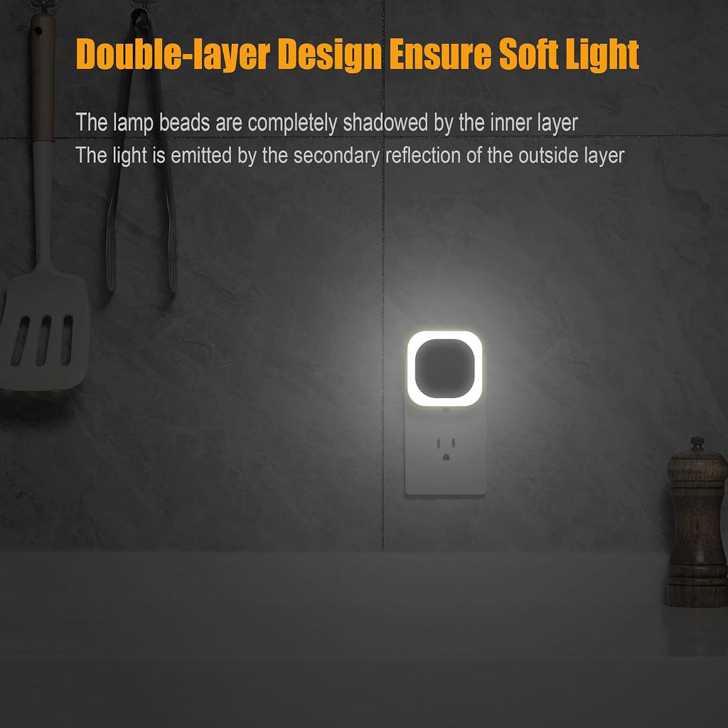 Yunlex 6 Pack Daylight White Night Light, Gentle Eye-comfort with Dimmable Wide-Glow, Indirect Reflection, Auto Dusk to Dawn Sensor, Plug…