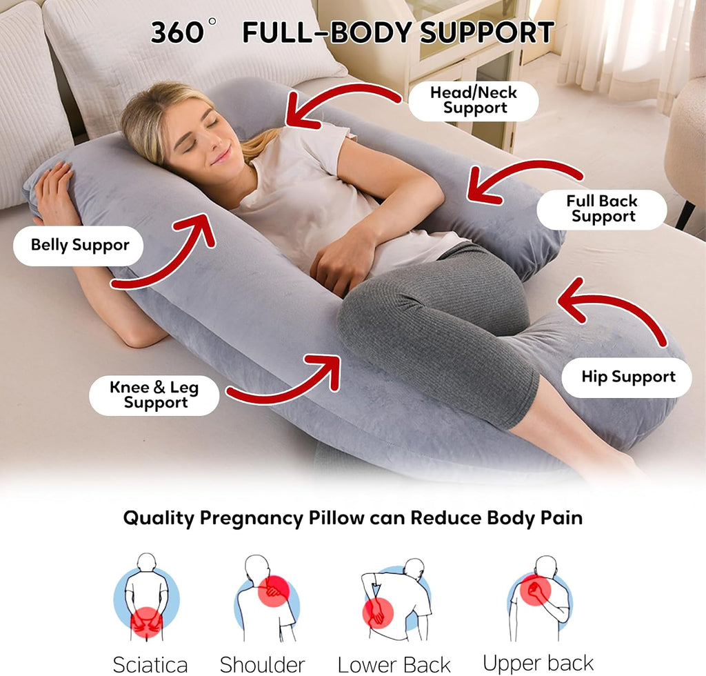 U-Shaped Pregnancy Pillow for Sleeping, Full Body Support for Back, HIPS & Belly - 57 Inch Maternity Pillow with Machine Washable Cover |…